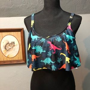 NWot Dressfo Dinosaur Print Swim Top Size Medium